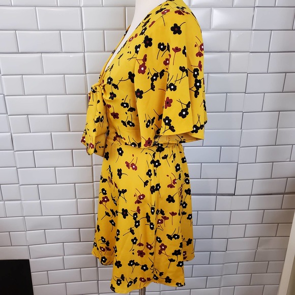 BCBGENERATION | FLORAL TIE FRONT OPEN BACK  MUSTARD DRESS WOMEN'S SIZE S… - Picture 7 of 17